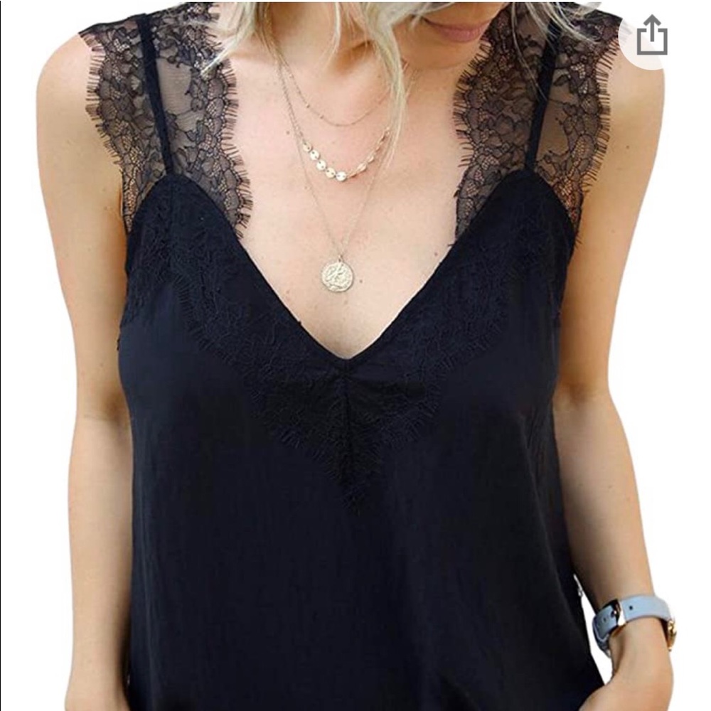 Blencot Women’s V Neck Lace Strappy Cami Tank Top